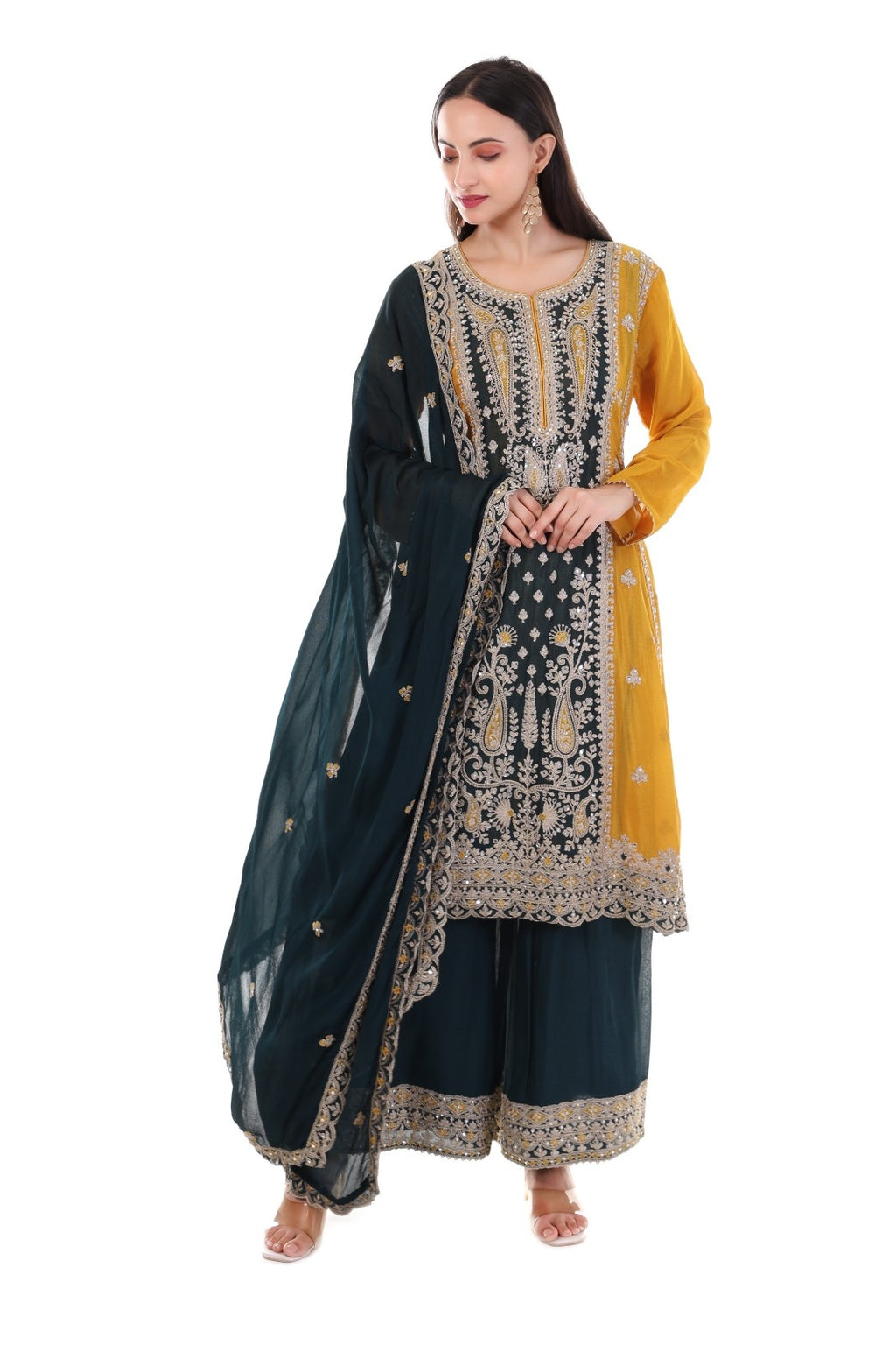 Yellow Heavy Embroidered Suit Set