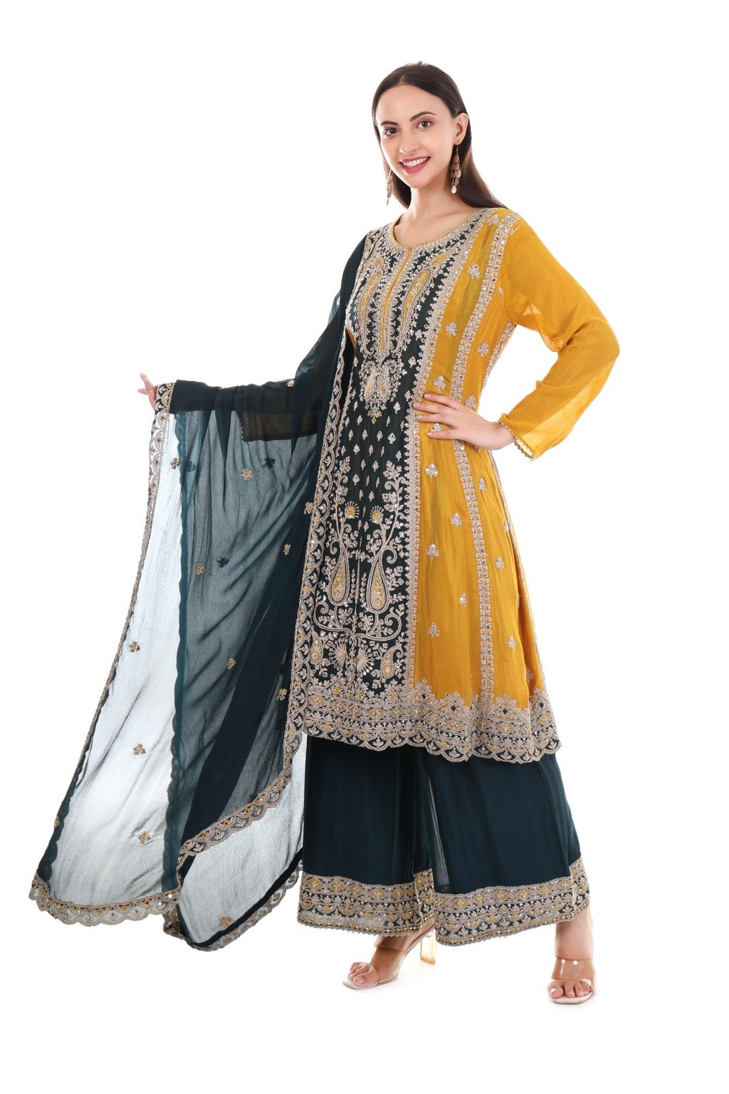 Yellow Heavy Embroidered Suit Set