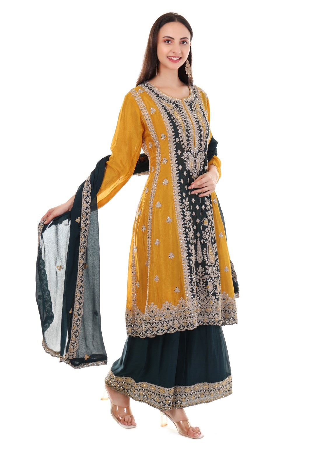 Yellow Heavy Embroidered Suit Set