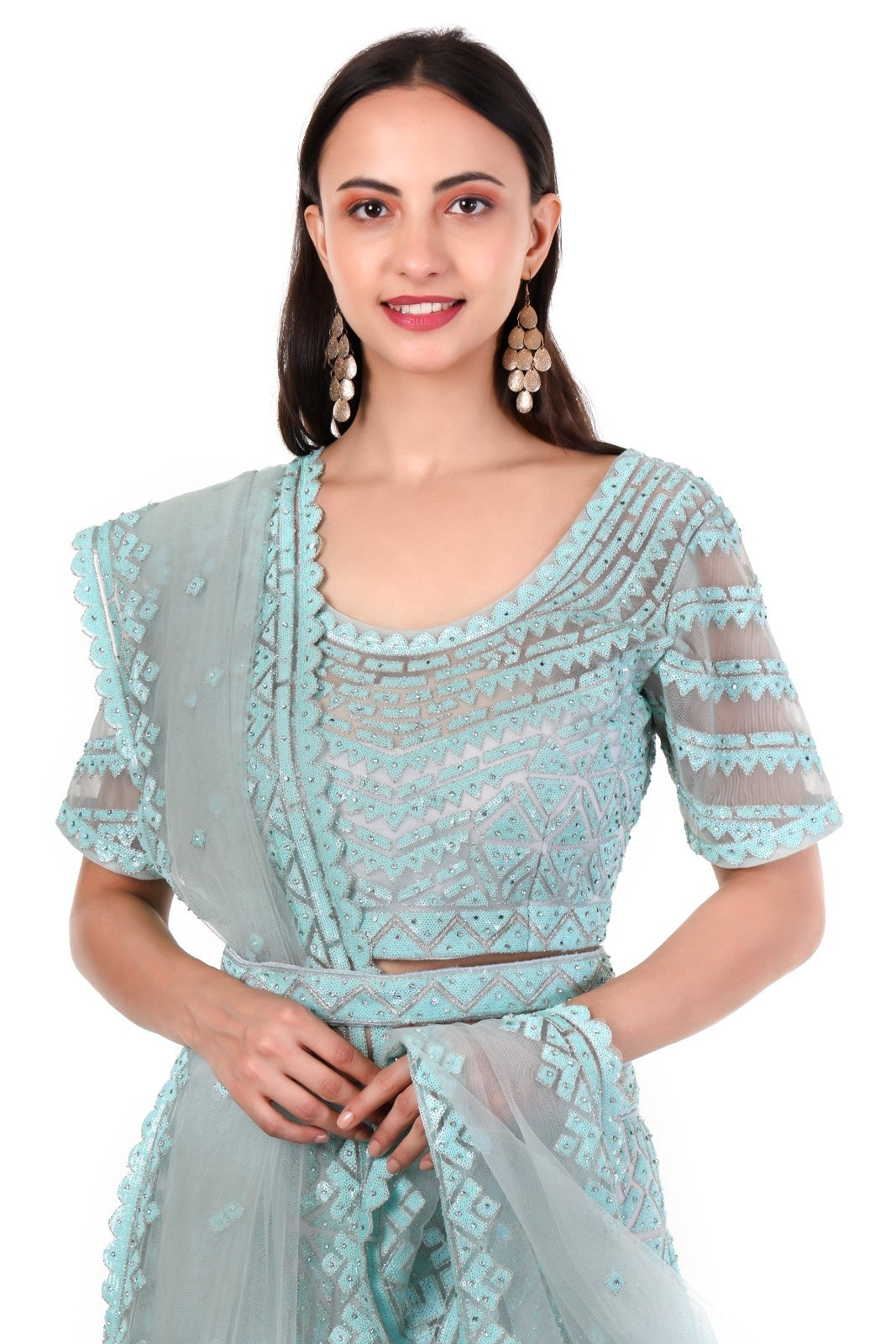 Blue Geometric Lehenga Choli set