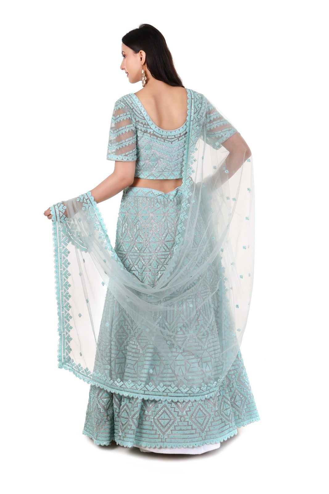 Blue Geometric Lehenga Choli set