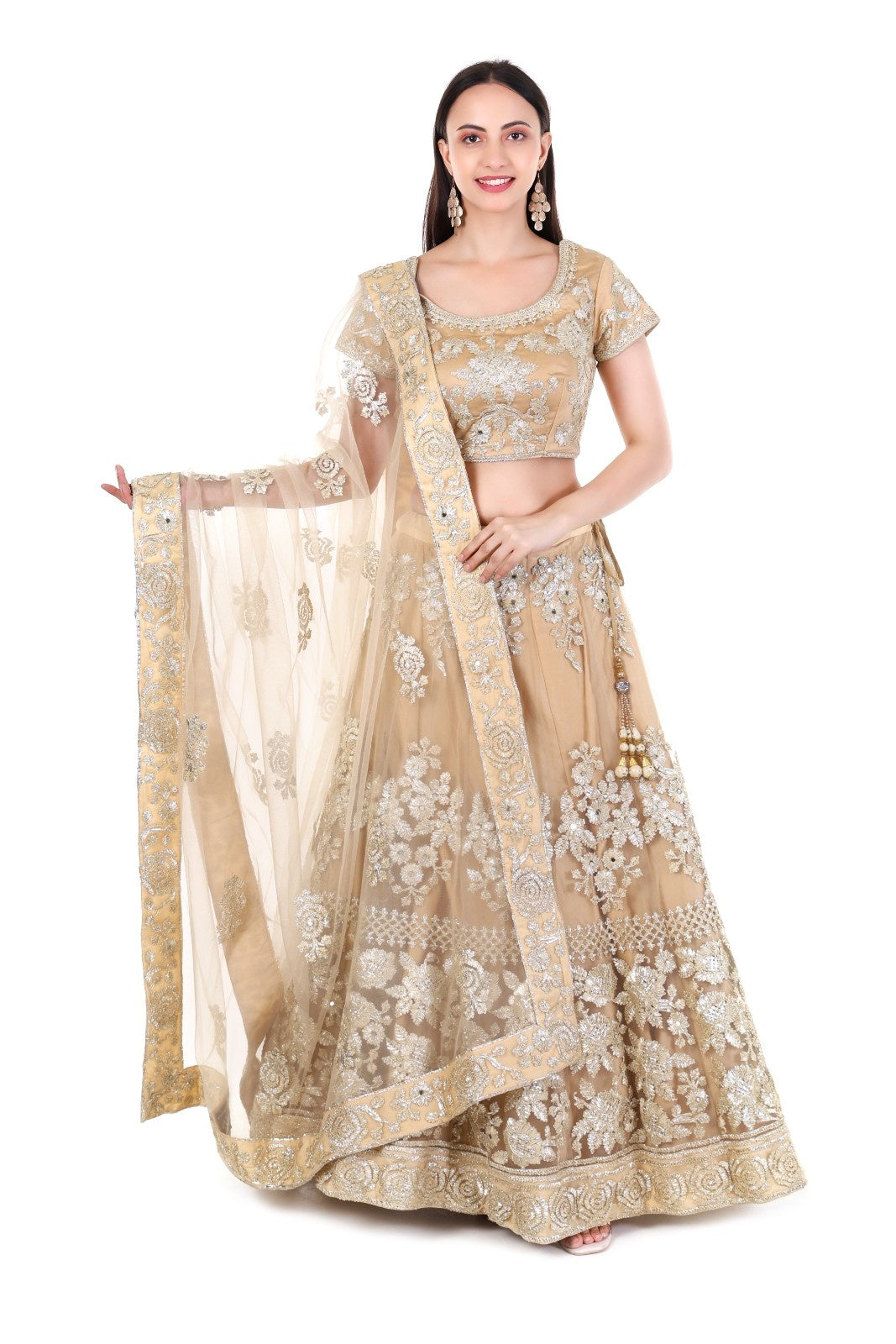 Gold Net Lehenga Choli Set