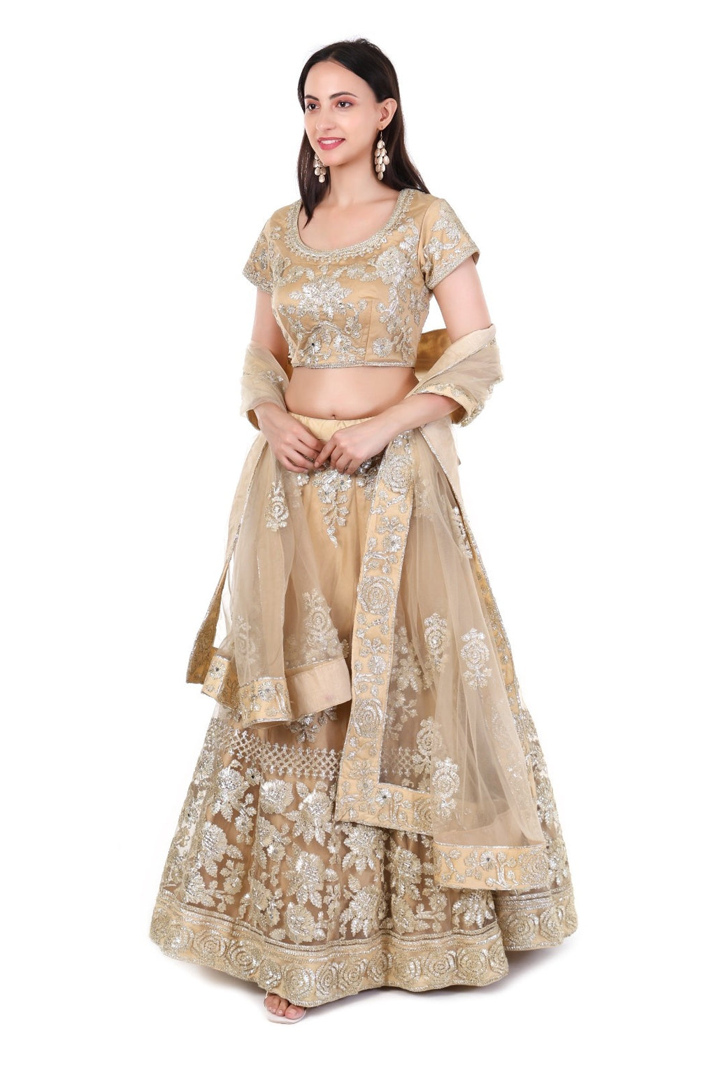 Gold Net Lehenga Choli Set