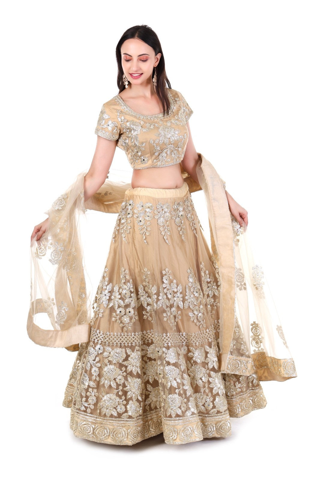 Gold Net Lehenga Choli Set
