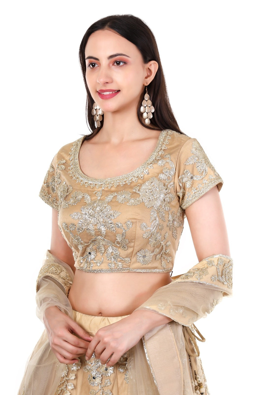 Gold Net Lehenga Choli Set