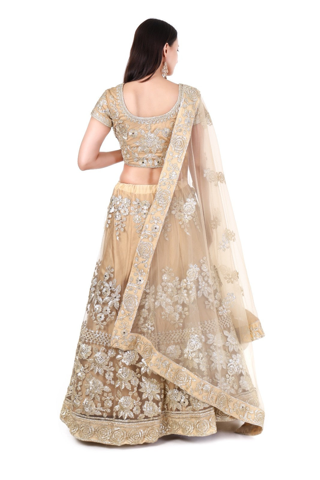 Gold Net Lehenga Choli Set