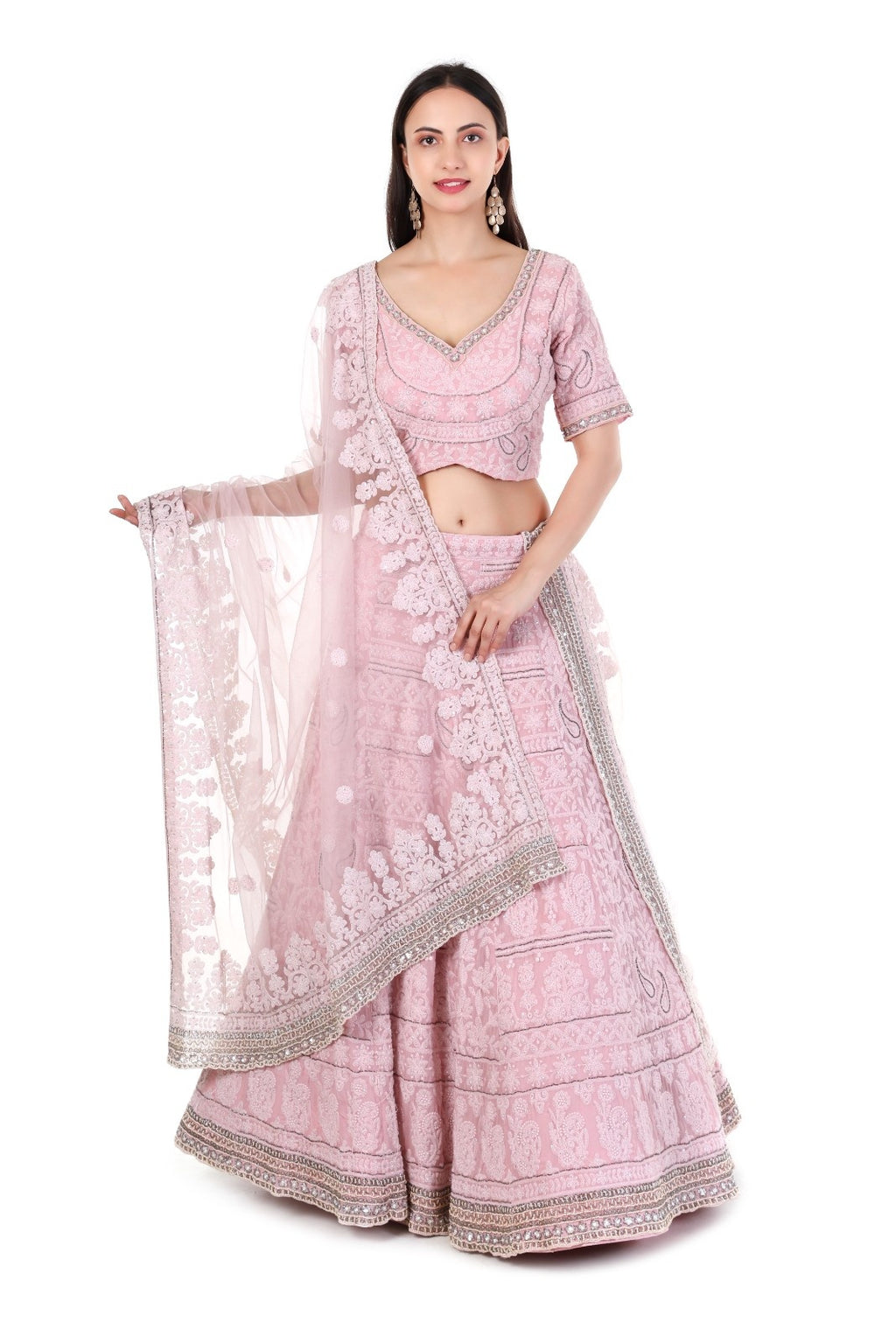 Pink Silk Lehenga Set