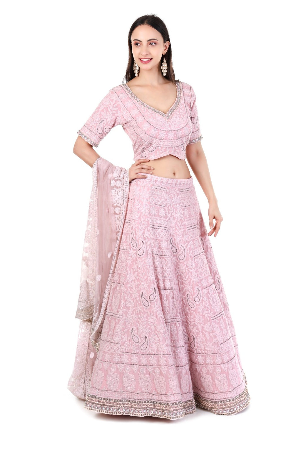 Pink Silk Lehenga Set