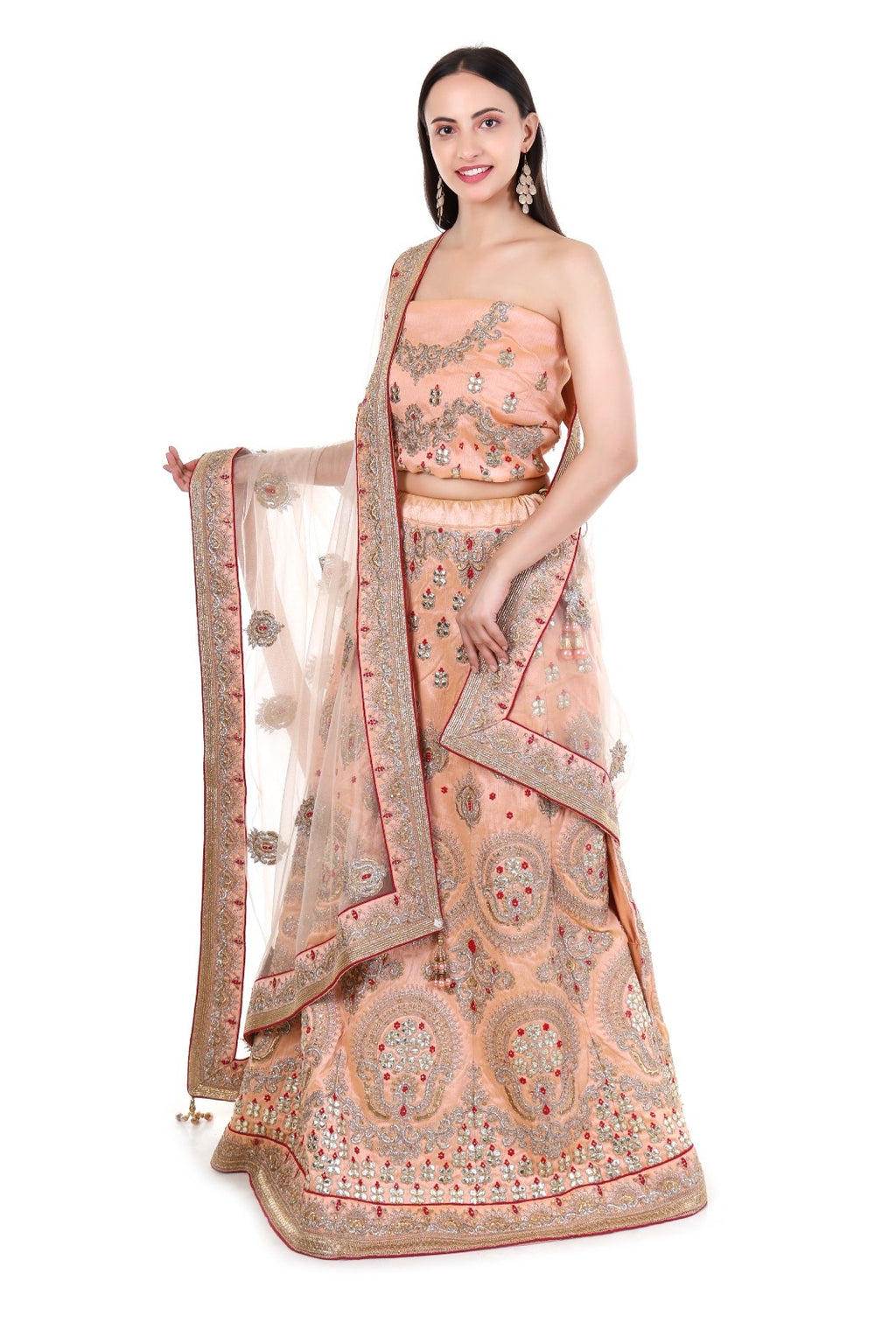 Peach Silk Lehenga set