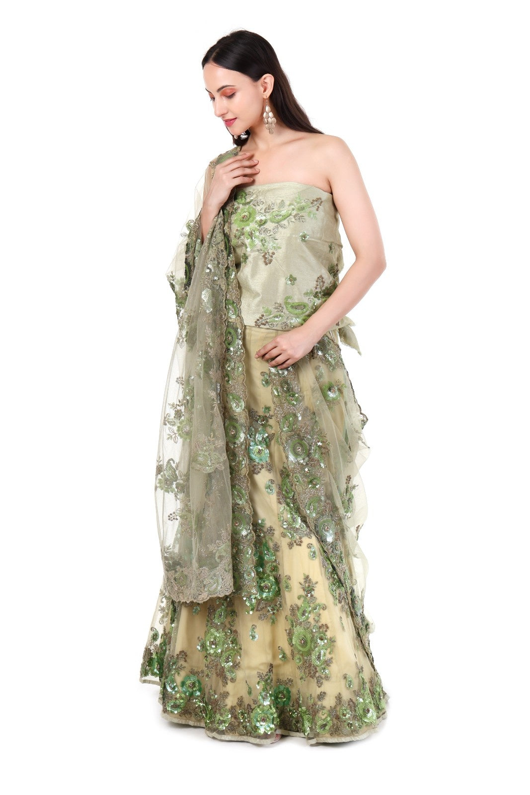 Floral Green Lehenga Set