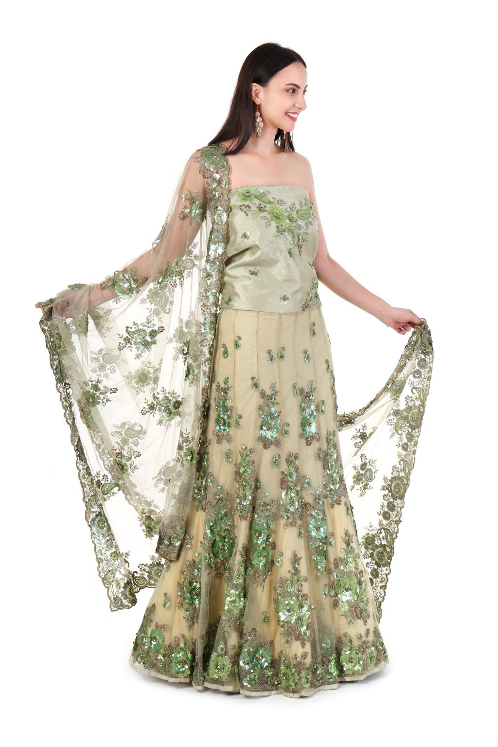 Floral Green Lehenga Set