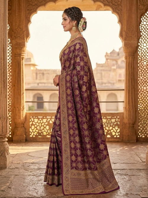 Designer Purple Art Silk Saree