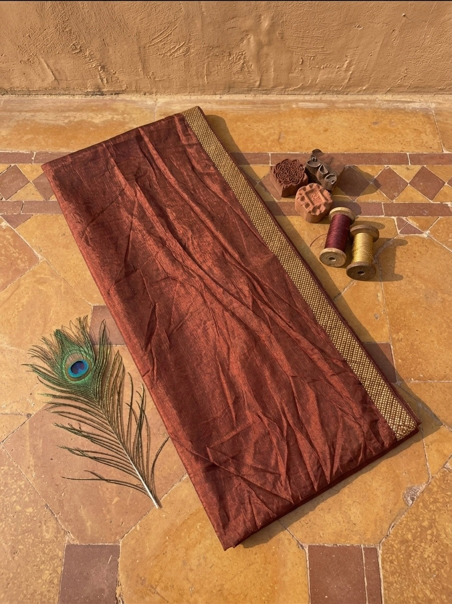Designer Maroon Satin Saree