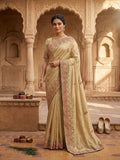 Gold Beige Poly Crepe Saree
