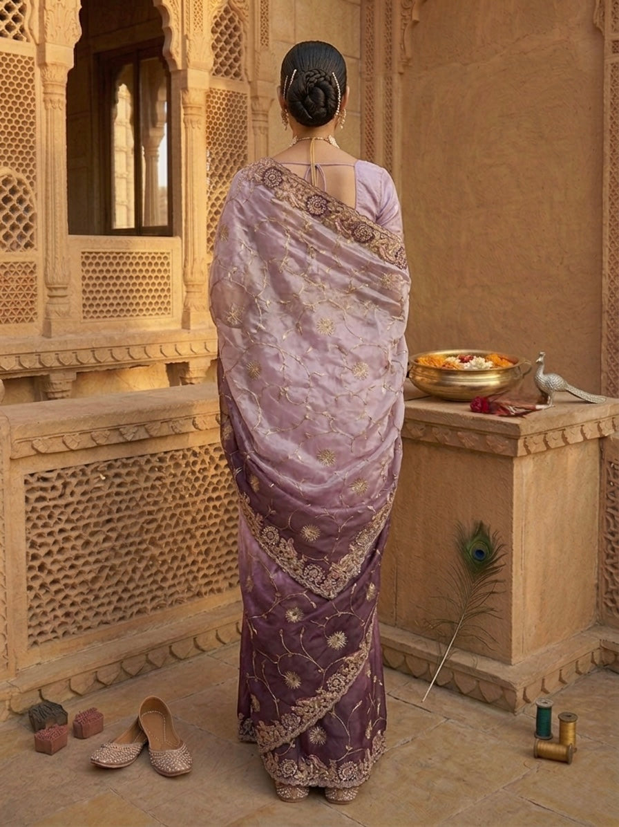 Lavender Tissue Designer Saree