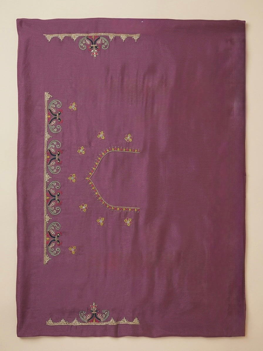 Pink Poly Crepe Designer Saree