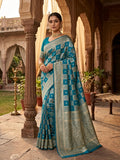 Elegant Blue Silk Blend Saree
