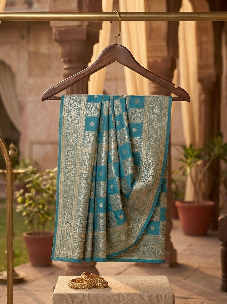 Elegant Blue Silk Blend Saree