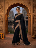 Bottle Green Poly Georgette Saree