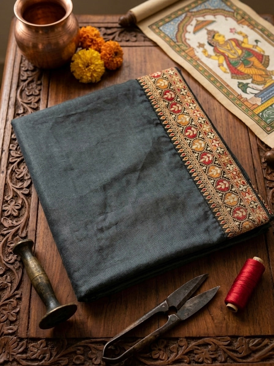 Bottle Green Poly Georgette Saree