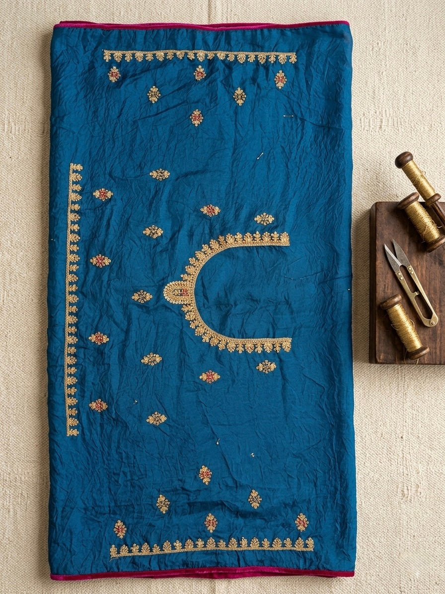 Blue Tissue Designer Saree