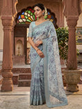 Blue Poly Georgette Saree