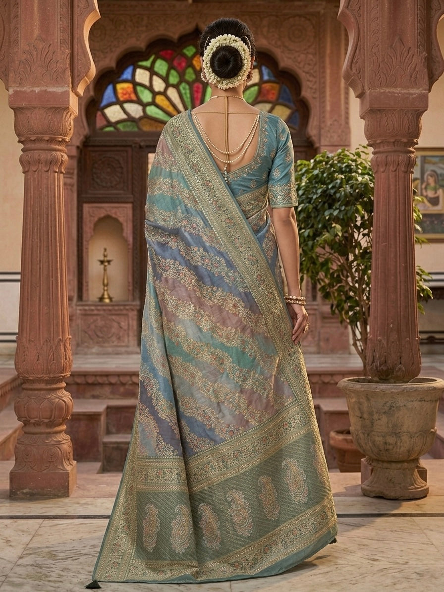 Woven Multicolor Brocade Saree