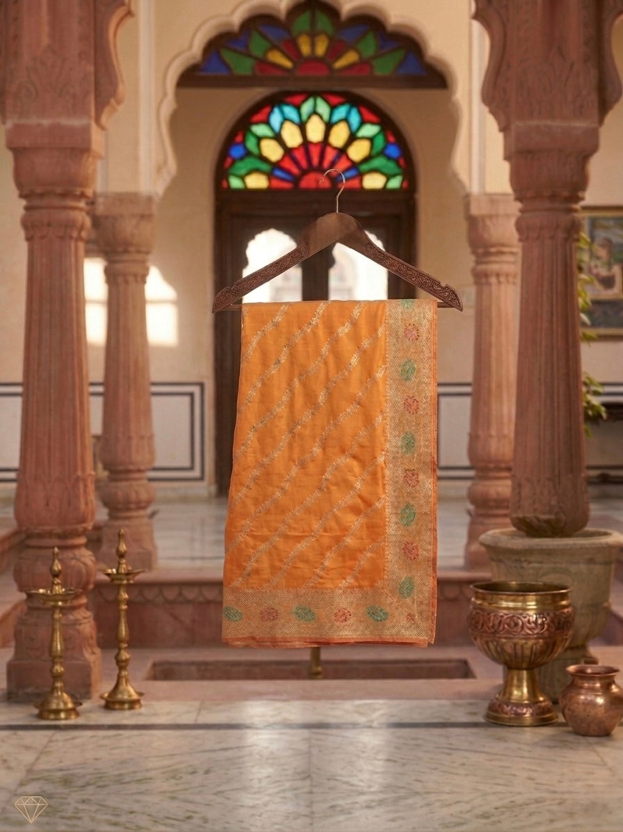 Woven Orange Art Silk Saree