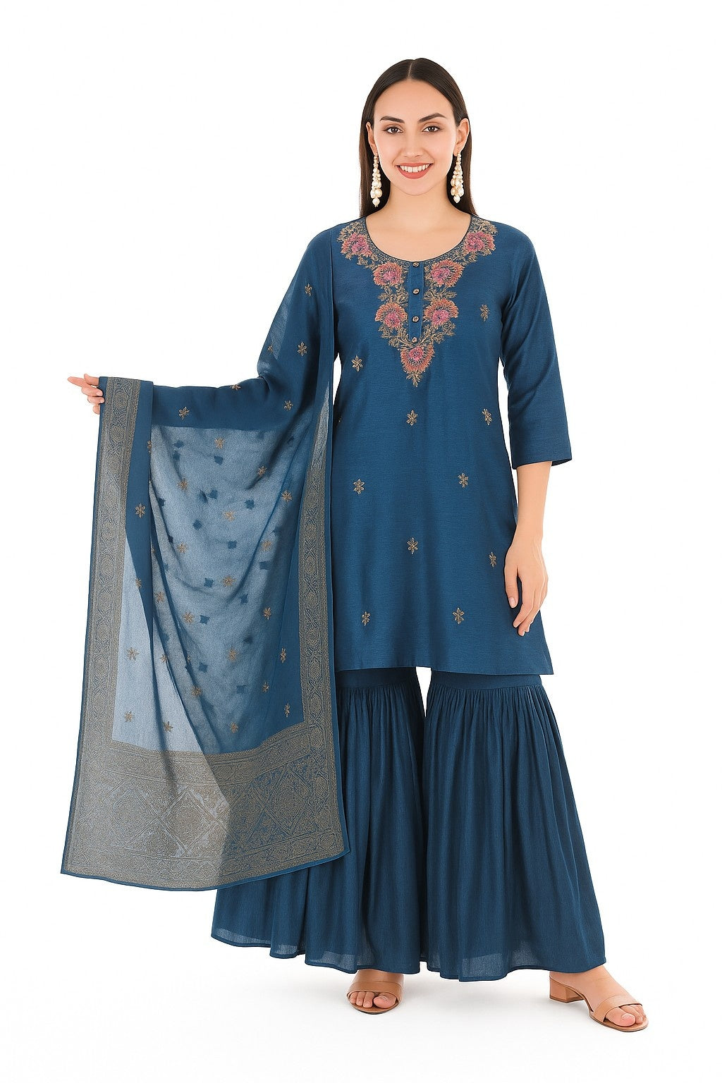 Navy Kurta Set with Dupatta