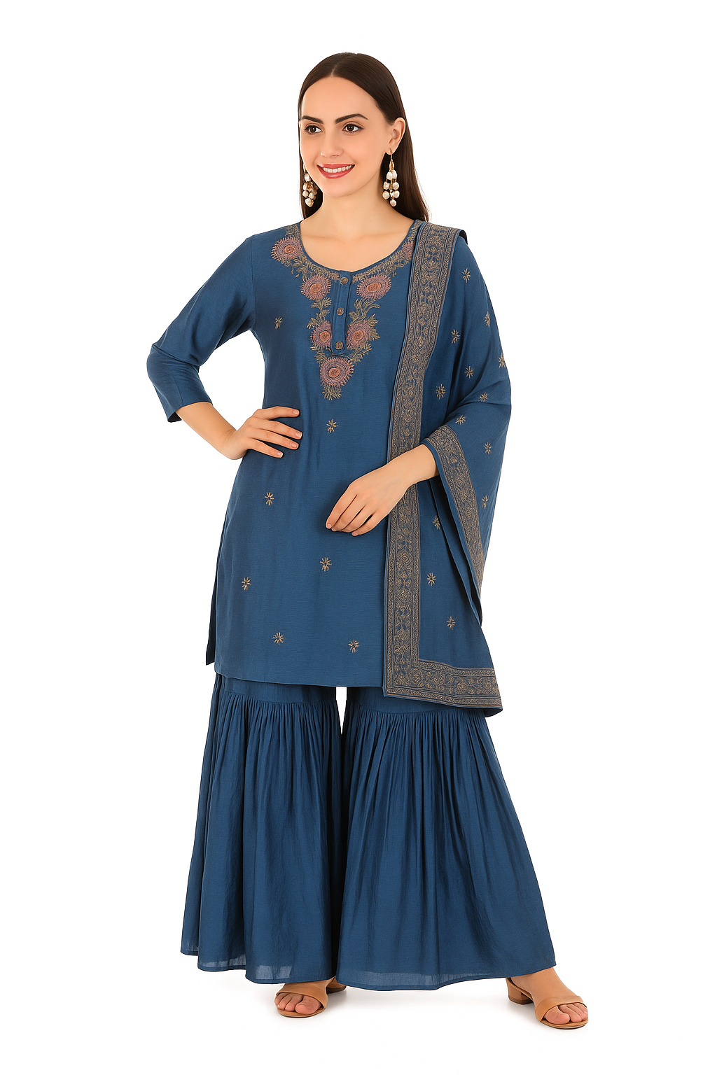 Navy Kurta Set with Dupatta