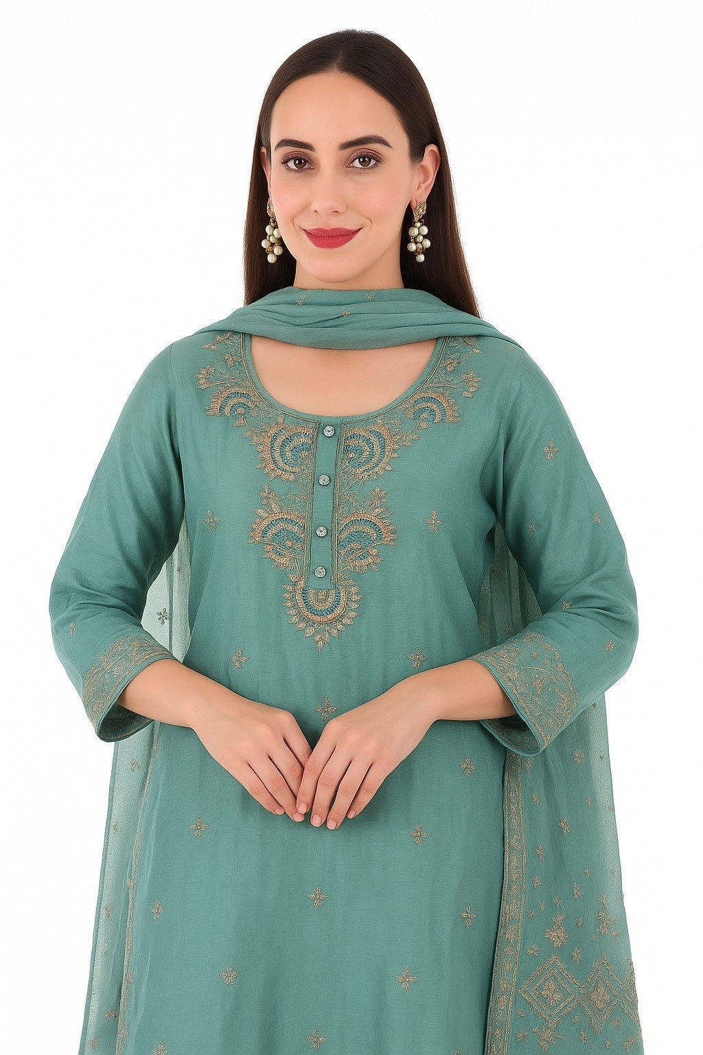 Teal Kurta Set with Dupatta