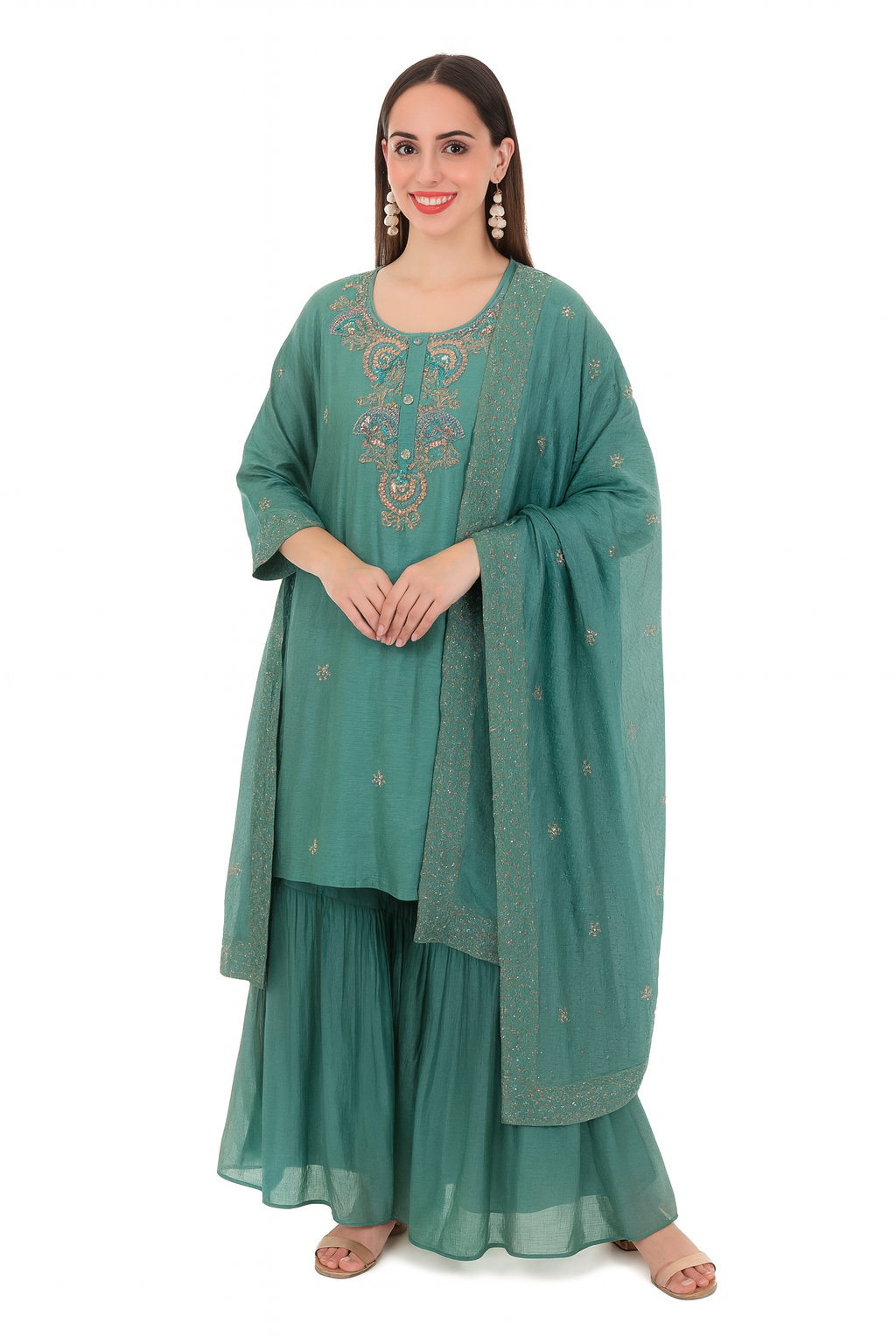 Teal Kurta Set with Dupatta