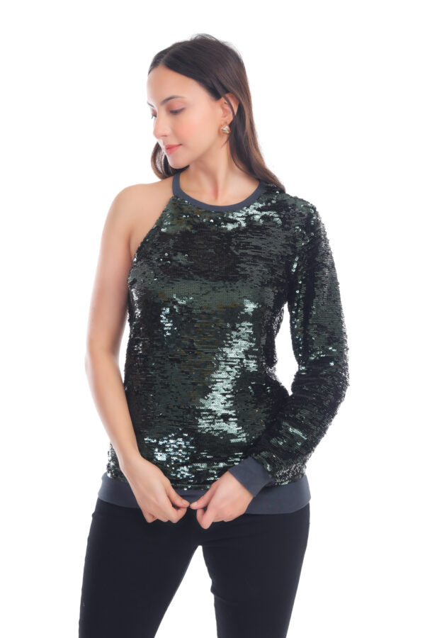 Emerald Green Sequin Asymmetric Top