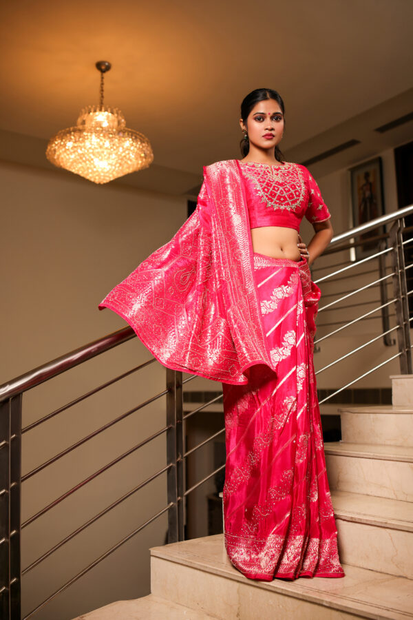 Vibrant Pink Banarasi Silk Saree