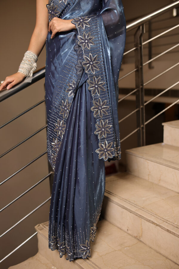 Elegant Satin Silk Saree - Image 4