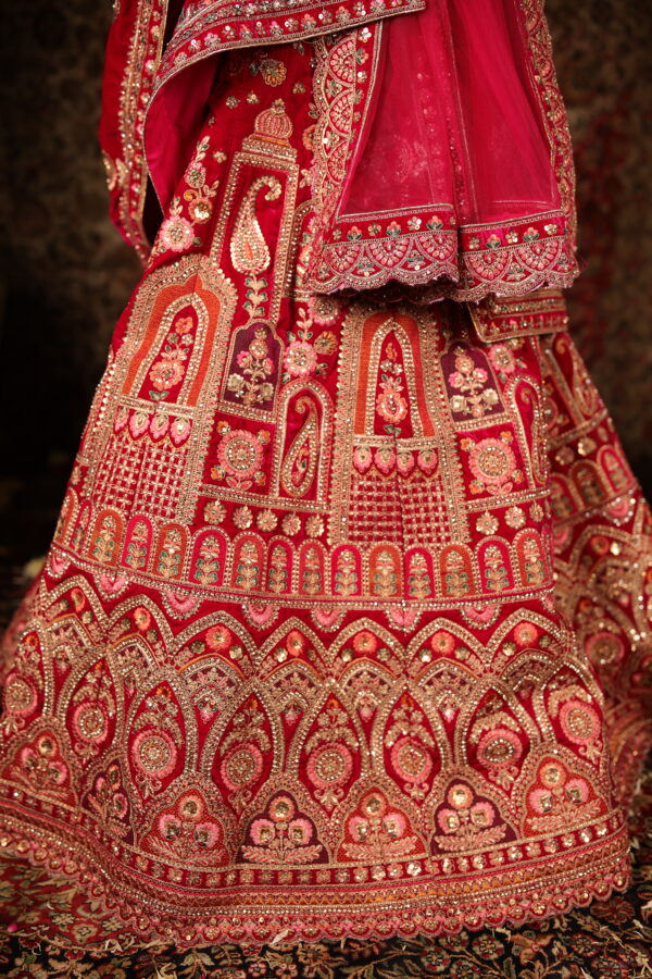 Regal Red Bridal Lehenga - Image 4