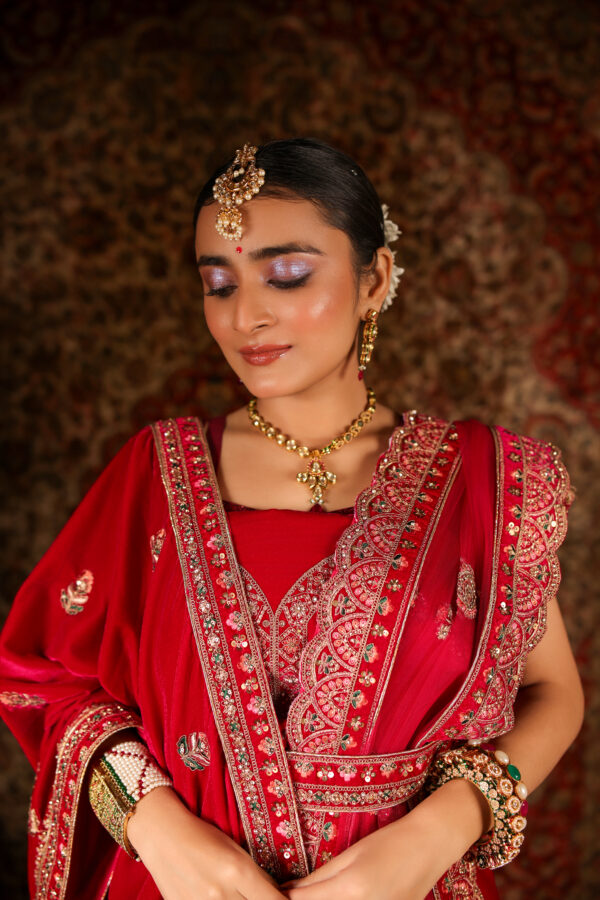 Regal Red Bridal Lehenga - Image 7