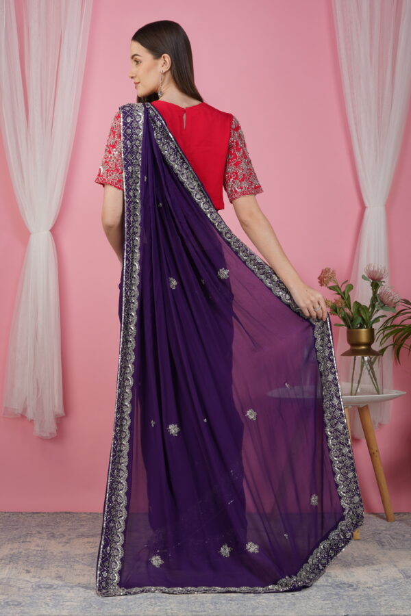 Elegant Purple Ready-to-Wear Saree - Image 7