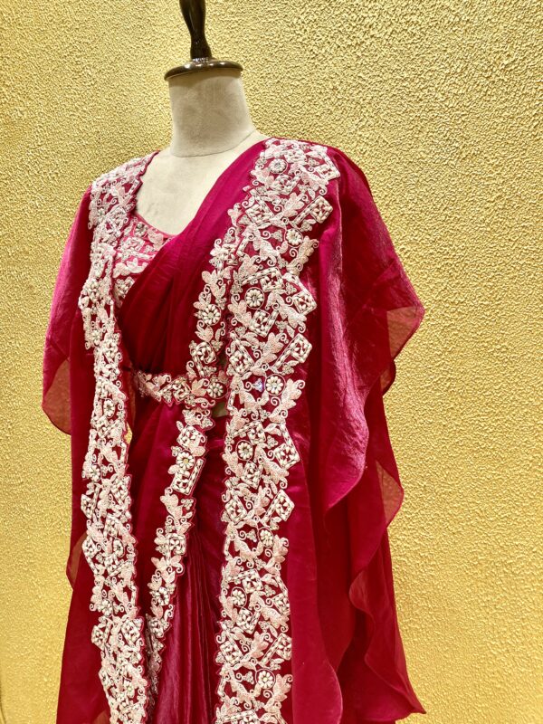 pink ready to wear saree - Image 4