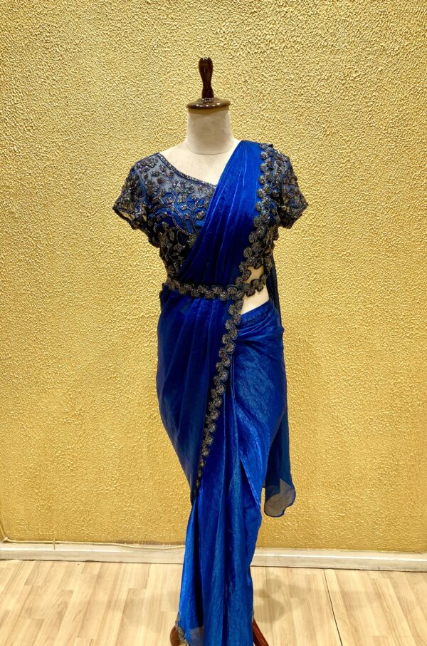 Stunning Satin Ready to Wear Saree - Image 2