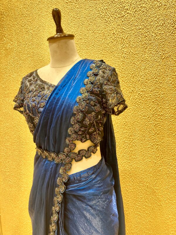 Stunning Satin Ready to Wear Saree - Image 3