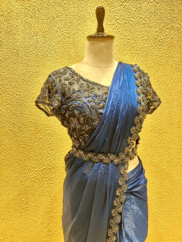 Stunning Satin Ready to Wear Saree - Image 4