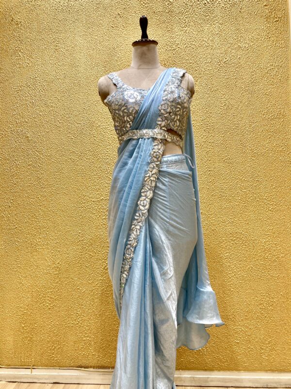 blue ready to wear saree