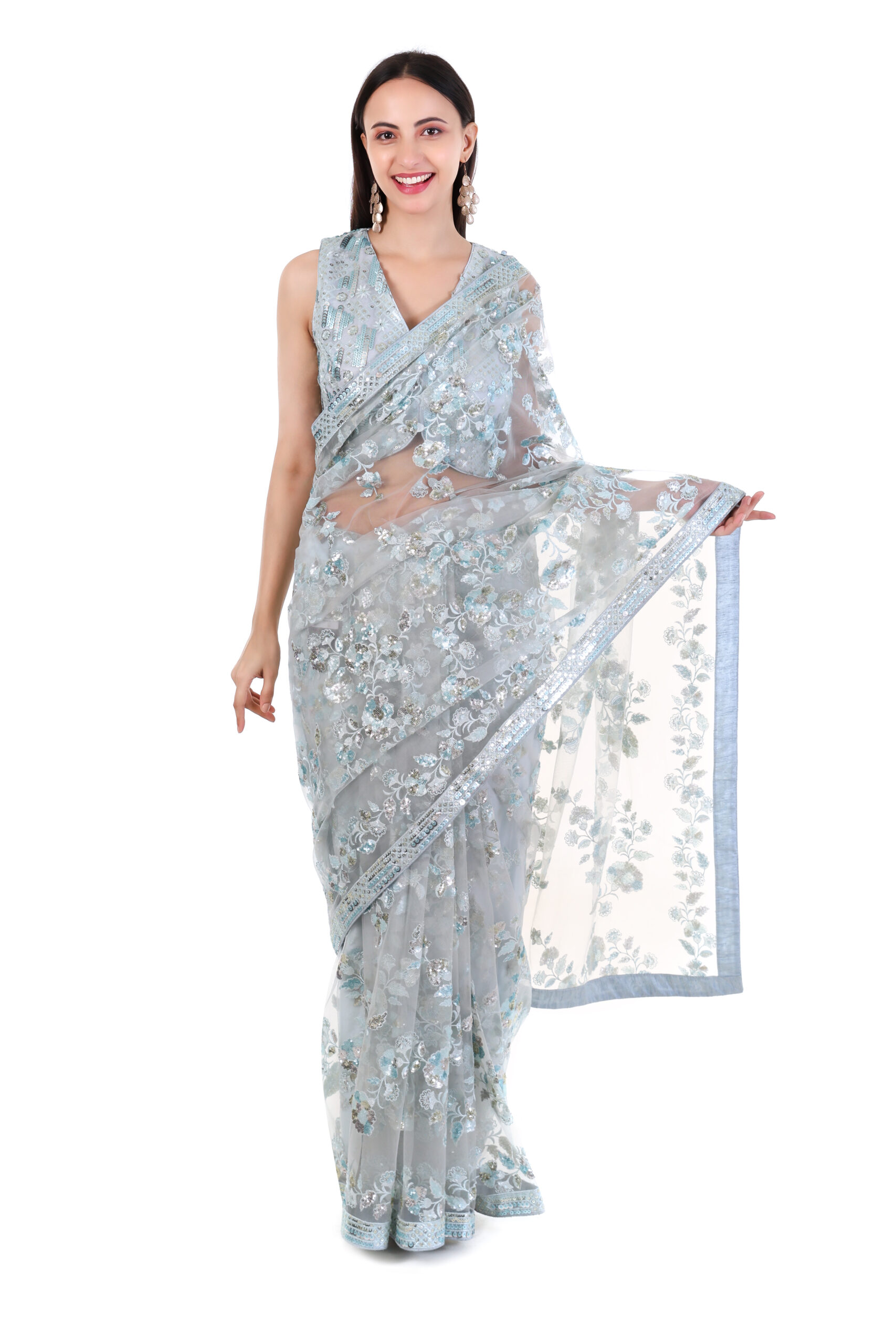 saree with readymade blouse
