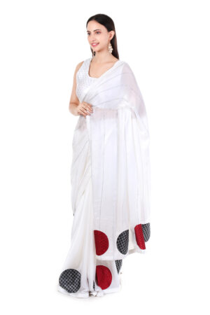white embroidered saree