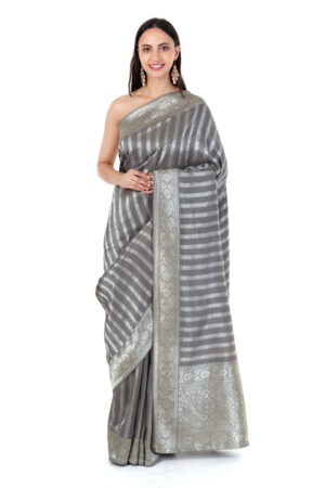 grey banarasi saree