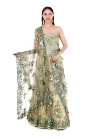 green lehenga set