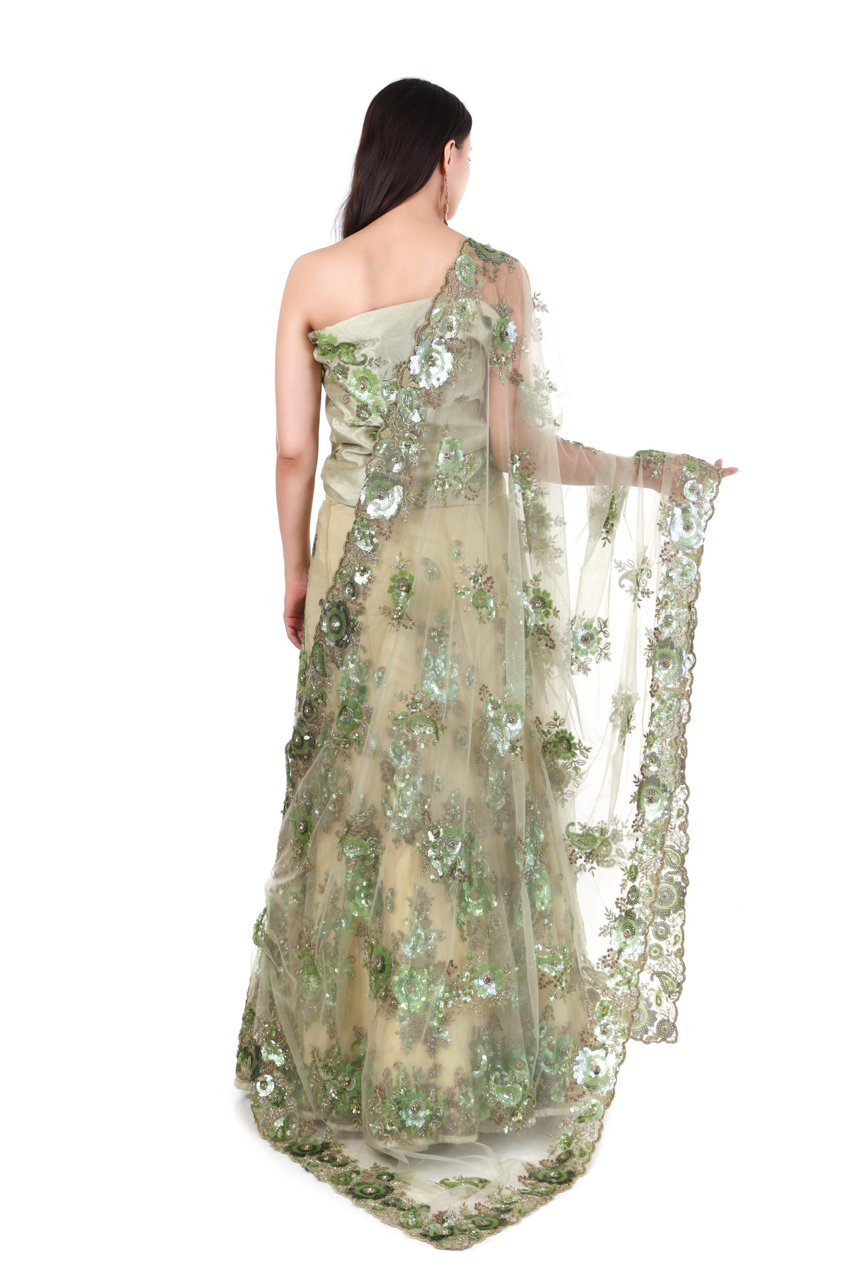 Designer Green Lehenga Set in Premium Net Fabric - Image 2
